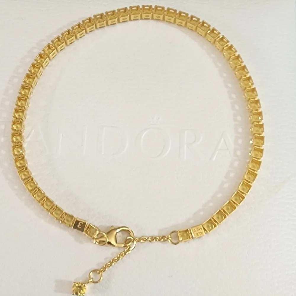 Pandora Sparkling Yellow Tennis Bracelet 14k gold plating - Picture 4 of 7